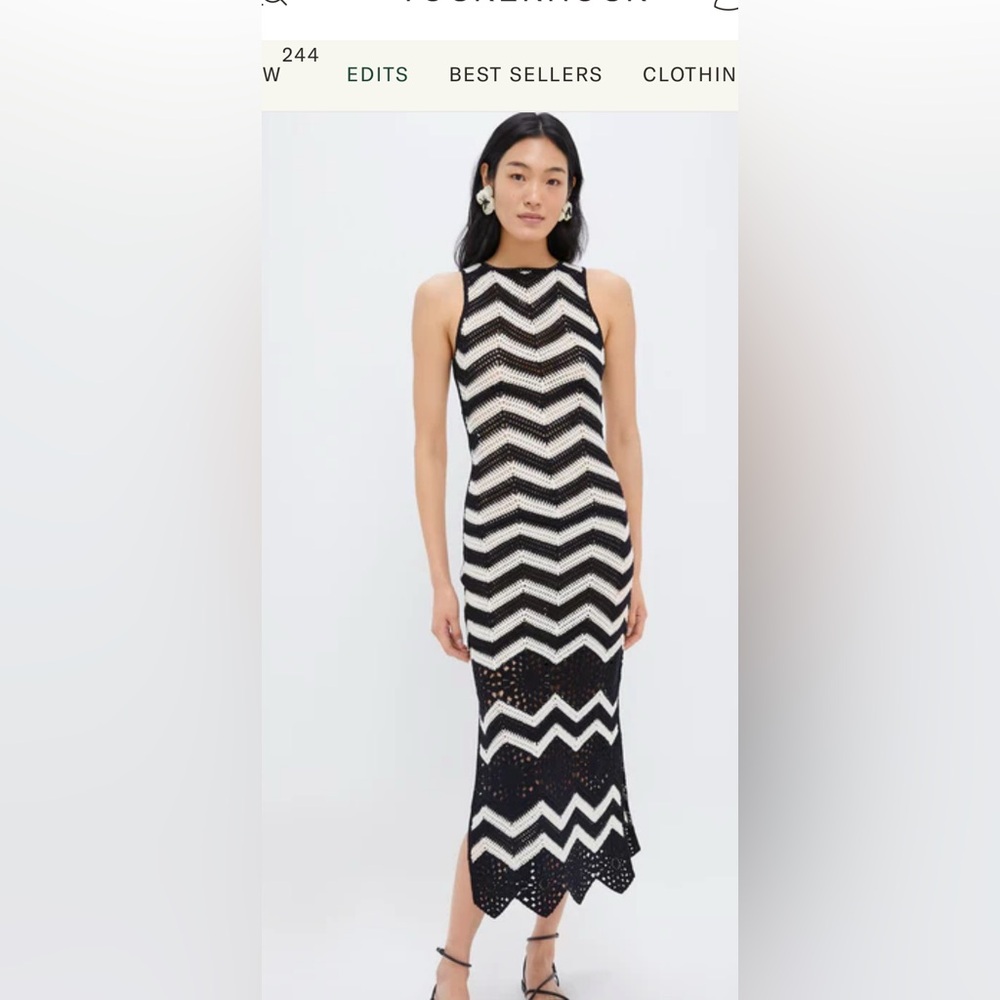Kivari Black and White Chevron Maxi Dress